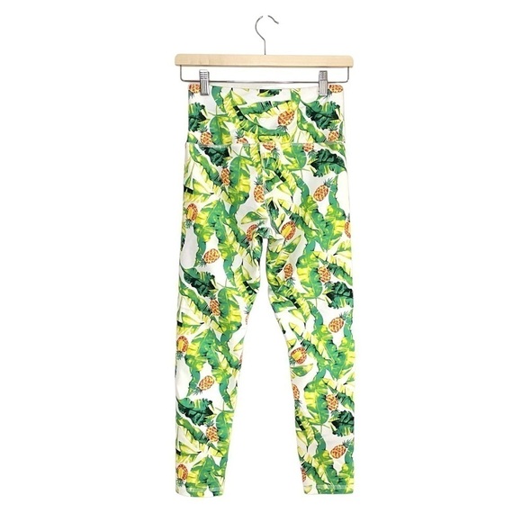 NEW Wildfox Palms & Pineapples Activewear Set Sports Bra Leggings Green Yellow - Picture 9 of 16